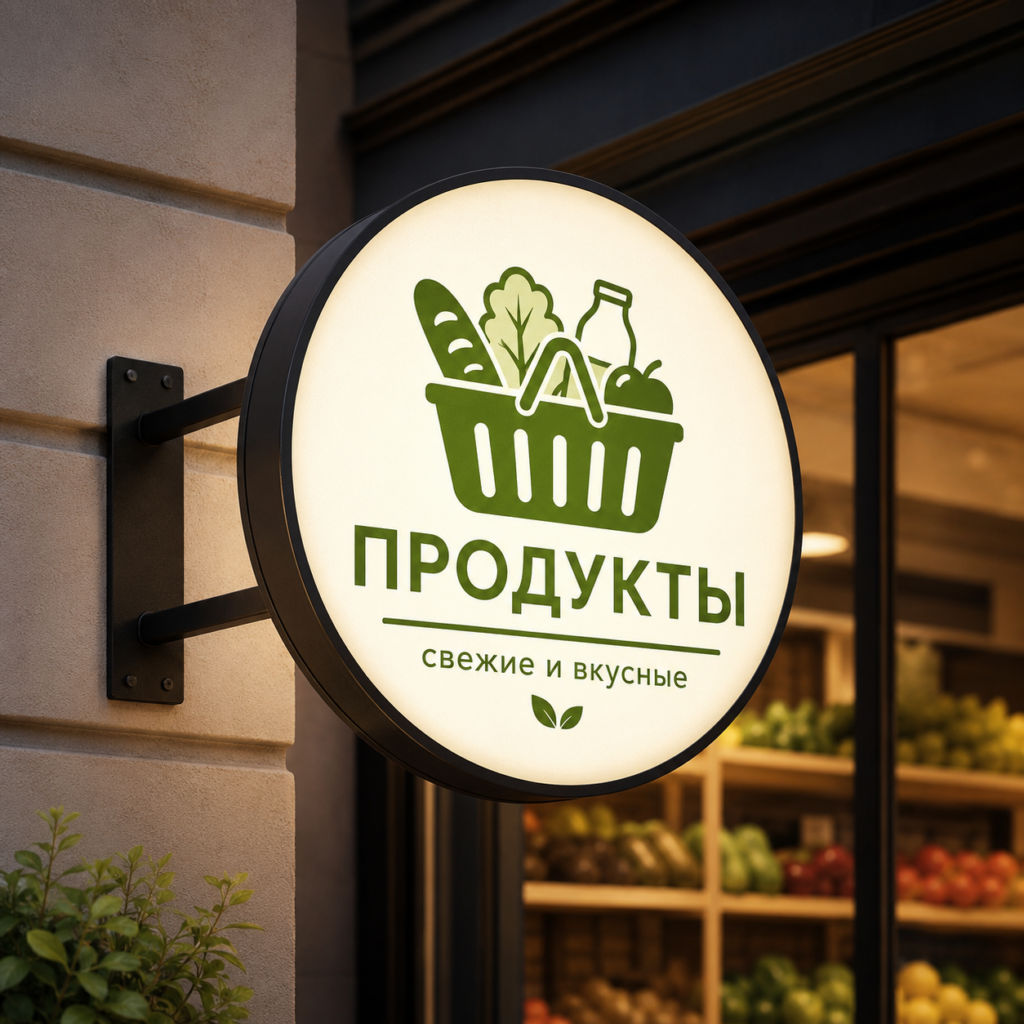 Круглая световая вывеска