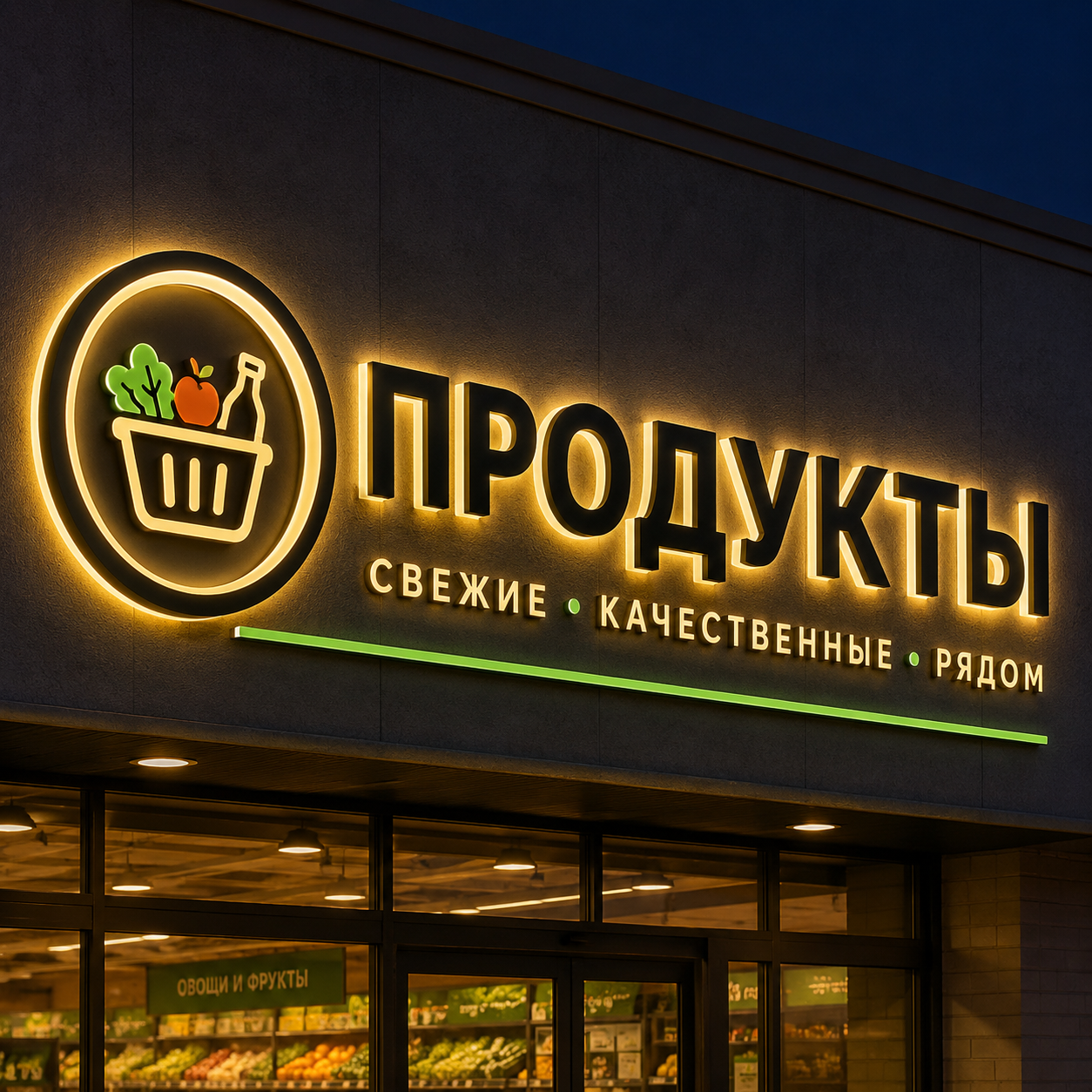 Световая вывеска на здание в Алуште