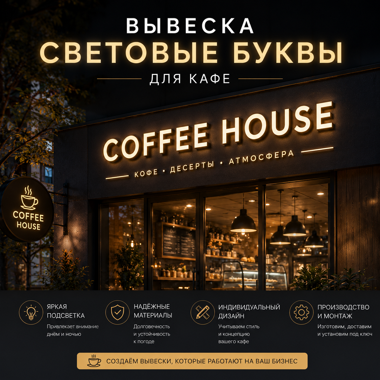 Вывеска световые буквы в Алуште
