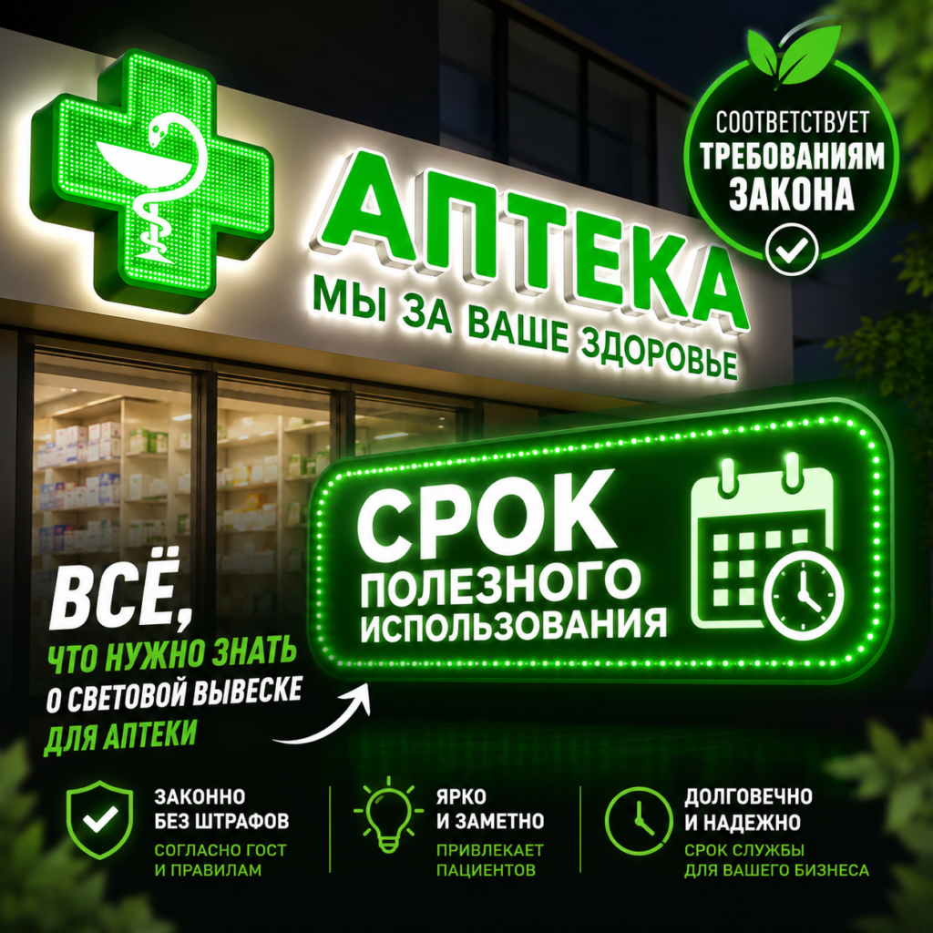 световая вывеска срок полезного использования