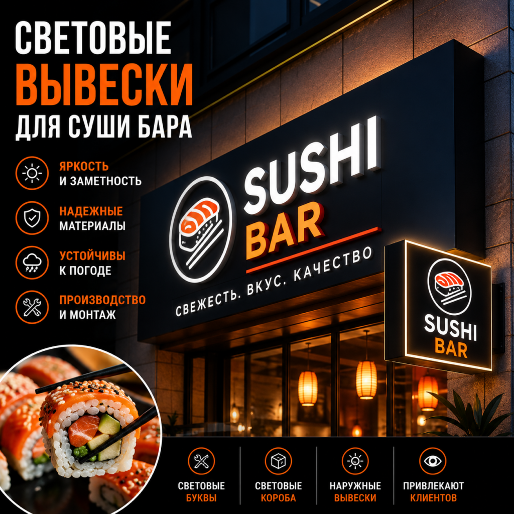 световые буквы короба наружные вывески реклама