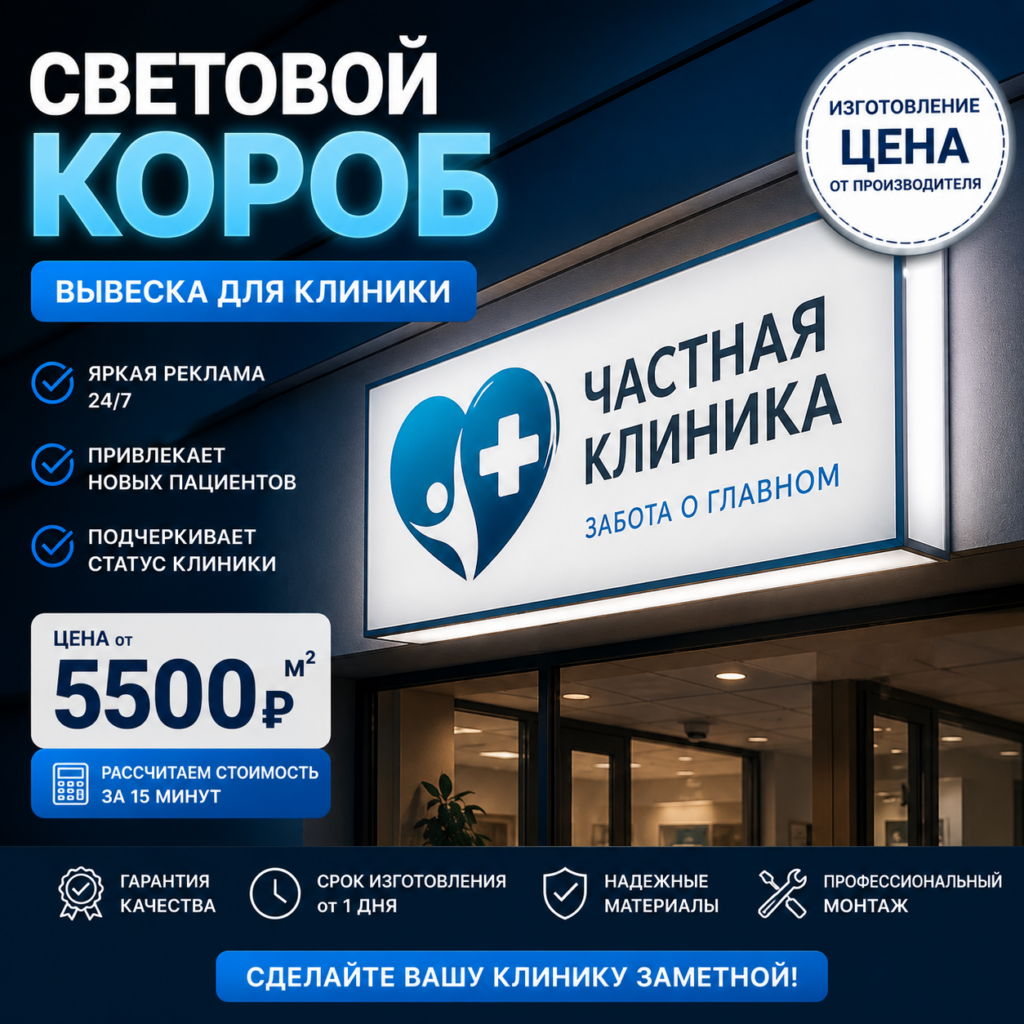Световой короб вывеска цена