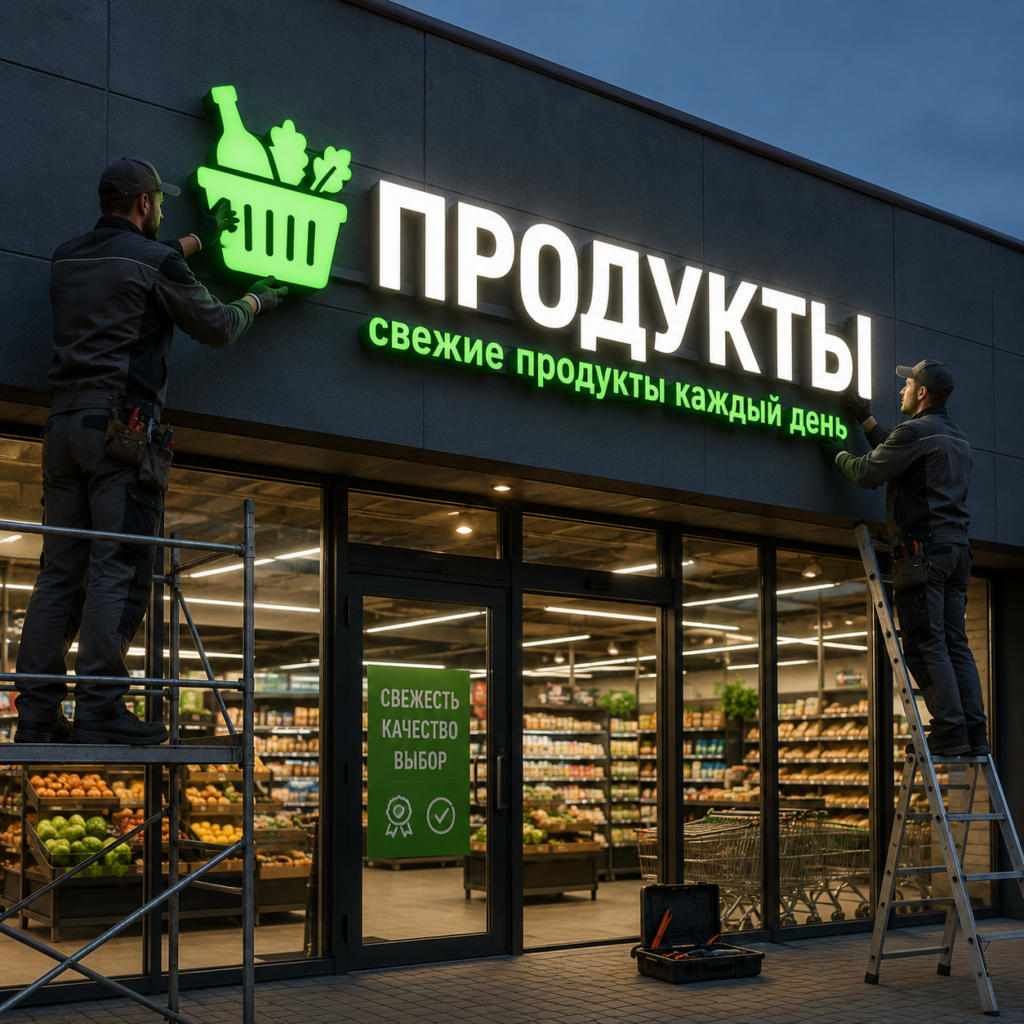 Установка световой вывески