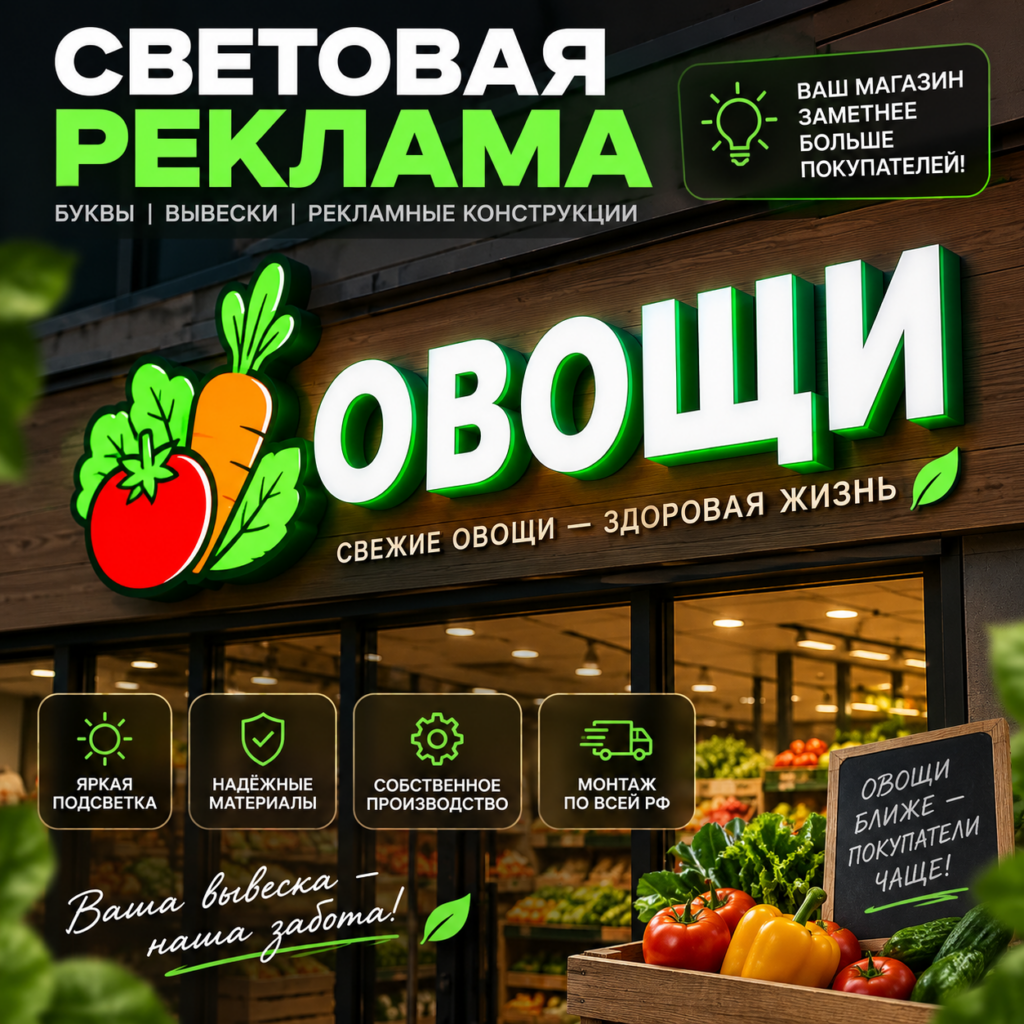 Световая реклама буквы вывески