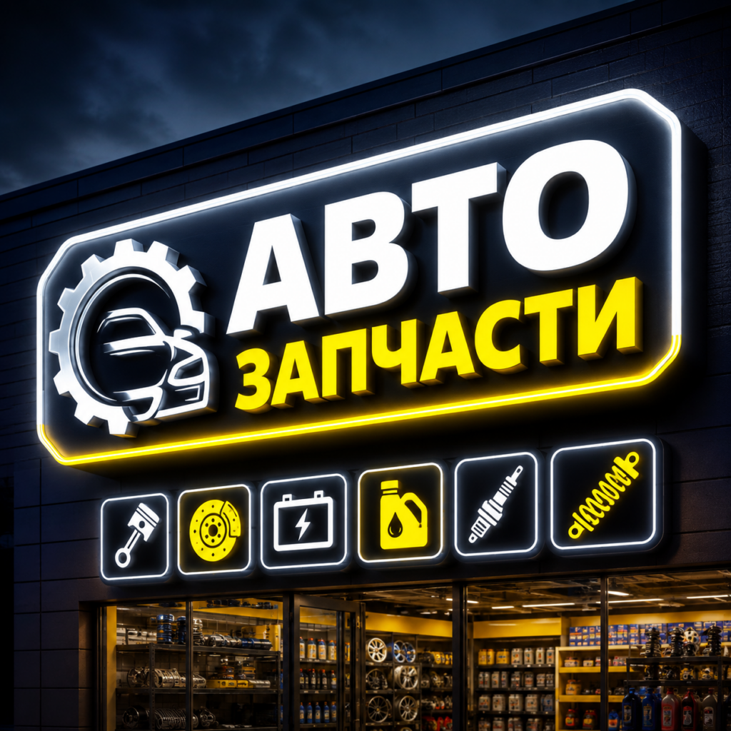 Световая вывеска автозапчасти
