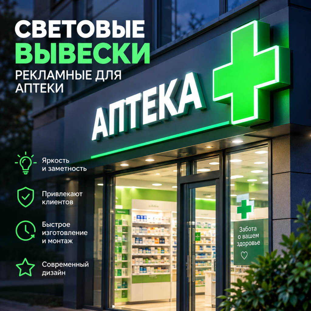 Световая вывеска в Херсонской области — изготовление и монтаж для бизнеса