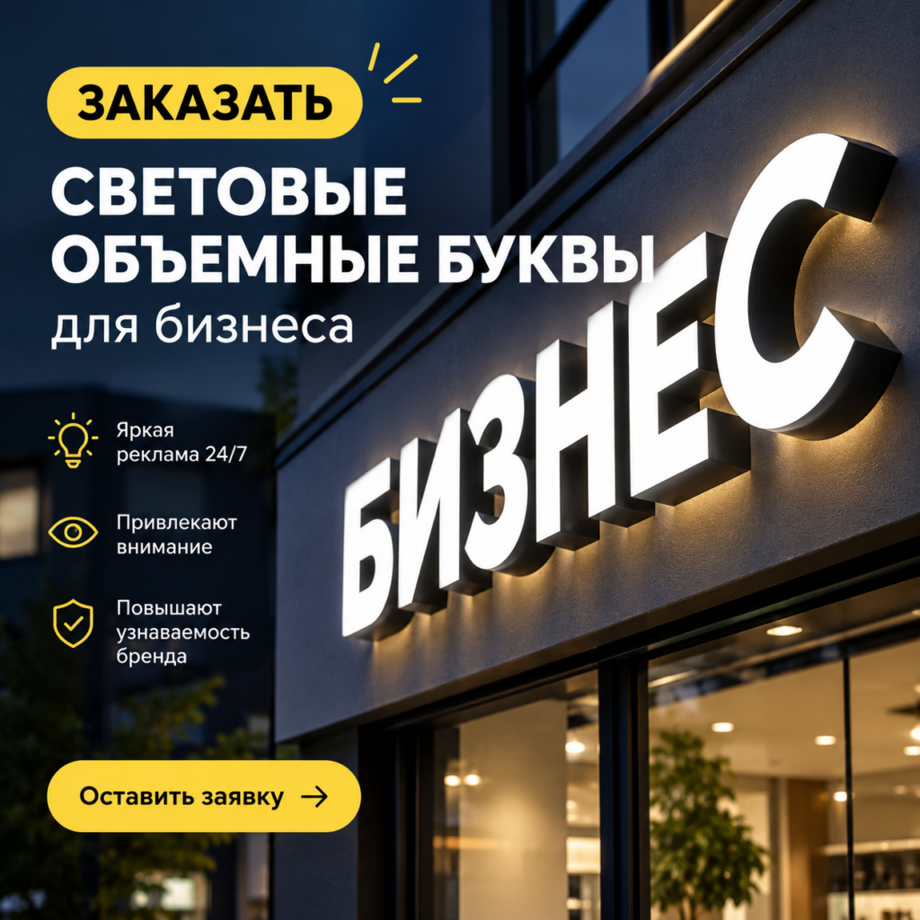 Заказать световые объёмные буквы в Херсонской области для бизнеса